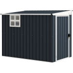 Outsunny 7.6 x 4ft Garden Metal Shed, Outdoor Storage Shed with Window, 2 Vents and Lockable Door for Garden, Patio, Dark Grey