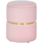 HOMCOM Velvet-Feel Storage Ottoman - Pink