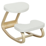 HOMCOM Scaun pentru genunchi, scaun ergonomic din lemn balansant, scaun pentru biroul de acasă, crem