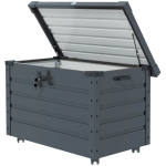 Outsunny Coffre de rangement extérieur 295L, avec vérin à gaz, roulettes et poignée, en acier galvanisé, 100 x 62 x 65 cm, gris