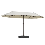 Outsunny dubbele parasol met paraplubak, crèmewit, 4,6 x 2,7 cm