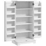 HOMCOM Bufet bucătărie dulap de bucătărie 5 niveluri cu uși și rafturi reglabile 60l x 40P x 120H cm aspect lemn crem