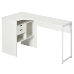 HOMCOM Birou de colț, birou pentru calculator cu 2 sertare și 3 compartimente deschise, 120 x 60 x 74 cm, alb