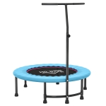 HOMCOM 40" Fitness Trampoline with Adjustable Handle, Rebounder Trampoline, Mini Jumper for Indoor Exercise Workout, Blue