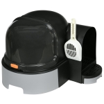 PawHut Maison de toilette, bac à litière fermé pour chat compartiment inférieur amovible pour un nettoyage facile pelle inclus