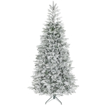 HOMCOM Árbol de Navidad Nevado 210 cm con 1154 Ramas Base Plegable Diseño por Secciones Fácil de Montar