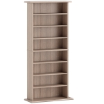 HOMCOM Scaffale per CD e DVD Stretto con 8 Scomparti Ripiani Regolabili 58x24x126,3 cm Legno Naturale