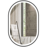 HOMCOM Miroir de Salle de Bain avec Lumière 60x90 cm Miroir Mural Ovale 3 Couleurs de Lumière Luminosité Réglable Fonction Anti-buée Noir