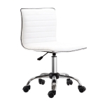 HOMCOM Chaise bureau sans accoudoirs, fauteuil de bureau, hauteur réglable, assise et dossier rembourrés, 48x52x78-90cm, blanc