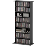 HOMCOM Rangements pour CD et DVD avec 8 compartiments et 6 étagères réglables, capacité max. 360 CD/185 DVD et Blu-ray, noir