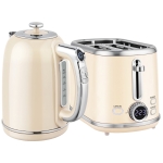 HOMCOM Polished Retro 40-100°C Kettle and Toaster Set - Cream