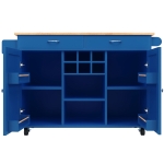 Îlot de cuisine moderne, table à manger multifonctionnelle avec espace de rangement, 102x45x92 cm, Bleu