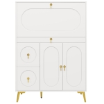 Modernes Sideboard mit Falttüren, Multifunktionaler Stauraum, 100 x 50 x 140 cm, Weiß