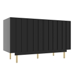 Dulap minimalist pentru sufragerie, cu 4 uși și rafturi reglabile, 140x38,5x82,5 cm, Negru