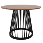 Table à manger ronde pour 4 personnes, table de cuisine avec plateau en MDF et pieds de table en métal, 80x80x76 cm, Couleur naturelle+Noir