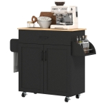 HOMCOM Dessert îlot de cuisine multi-rangements tiroirs placard 2 portes avec étagère réglable 105 x 36 x 85 cm noir