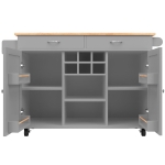 Îlot de cuisine moderne, table à manger multifonctionnelle avec espace de rangement, 102x45x92 cm, Gris