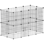 PawHut Kleintierkäfig, Außengehege, modulare Bauweise, 0,72 m² Fläche, Stahl, Schwarz