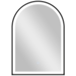 HOMCOM Espejo de baño iluminado 50 x 70 cm, espejo LED arqueado, anti-vaho, 3 colores de luz, regulable, con memoria, negro
