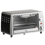 HOMCOM Mini Backofen 10 L 750W 100-230℃ 60 Min. Timer mit Backblech, Grillrost und Herausnehmbarer Bodenschale, Pizza-Ofen Silber
