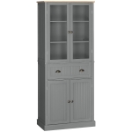 HOMCOM 180cm Tall Kitchen Pantry Cupboard, Freestanding Storage Cabinet with 5 Tier, Adjustable Shelves,  Drawer, Grey