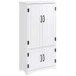 HOMCOM Alacena de Cocina Aparador Alto de Cocina Mueble Auxiliar con 4 Puertas y Estantes Ajustables 60x30x123 cm Blanco