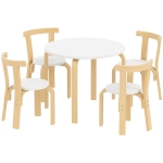 AIYAPLAY Set table et chaises pour enfants 3-8 ans 5 pièces avec bords arrondis en bois blanc