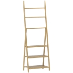 HOMCOM Three-Shelf Bamboo Storage Unit, with Towel Racks - Natural Finish