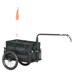 HOMCOM Remorque à vélo avec coffre de rangement amovible et pliable de 65L, réflecteurs de sécurité, charge max. 40KG, noir
