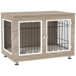 PawHut Cage pour chien meuble cage chien interieur table d'appoint multi-usages avec double porte et coussin