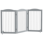 PawHut Barriere de sécurité pliable barrière chien trois plaques avec deux pieds de soutien 154 x 30 x 80 cm gris