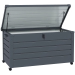 Outsunny Coffre de rangement extérieur 311L, avec vérin à gaz, roulettes et poignée, en acier galvanisé, 120x62x66 cm, gris