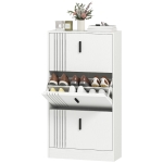 HOMCOM Meuble à chaussures armoire à chaussures à 3 abattants 18 paires grande capacité en bois 63 x 24 x 117 cm blanc
