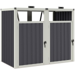 Outsunny Abri pour 2 poubelles 240L cache poubelle extérieur couvercle relevable 180° acier galvanisé 146x81x122cm gris foncé
