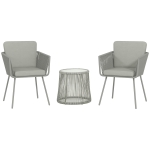 Outsunny Ensemble salon de jardin 3 pièces style colonial 2 fauteuils avec coussins gris table basse résine filaire acier époxy