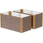 Outsunny Hochbeet 2er-Set, Pflanzkasten, extra tief, Metall, 120 x 60 x 60 cm Braun