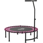 HOMCOM 45" Foldable Mini Trampoline Silent Rebounder Indoor Outdoor Jumper with Adjustable Handle - Pink