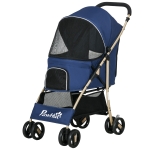 PawHut Poussette pour chien buggy pliable panier laisses de sécurité coussin inclus roues avec frein tissu 600D Oxford acier