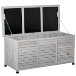 Outsunny Coffre de rangement extérieur malle de rangement en bois 283L 2 chaînes 127 x 56 x 60 cm gris