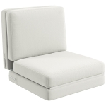 HOMCOM Canapé convertible 1 place fauteuil paresseux canapé-lit en velours pour invités, salon, 75 x 268 x 18 cm, crème