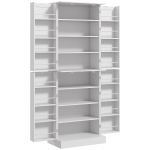 HOMCOM Armoire de cuisine buffet cuisine avec placards, étagère réglable et porte-épices, 60 x 35 x 166 cm, blanc