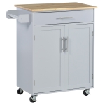 HOMCOM Desserte de cuisine sur roulettes chariot de service Ilot de cuisine avec tiroir de placard et porte-torchons - gris