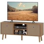 HOMCOM Meuble TV pour téléviseurs jusqu'à 127 cm avec 2 tiroirs en tissu et étagères ouvertes Bois et Marron