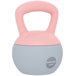 SPORTNOW Pesa Rusa 12 kg Kettlebell Relleno de Arena Metálica Mango Antideslizante para Entreno en Casa 21x21x30 cm Rosa y Gris