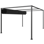 Outsunny Pergola ca. 3x2m Garten Pavillon Terrassendachung Metall Freistehender Gartenpavillon mit Verstellbares Dach, UV Schutz, Sonnenschutz für Terrasse und Garten, Schwarz+Grau