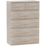 HOMCOM Commode 6 tiroirs meuble de rangement sans poignées design minimaliste 80 x 39 x 115 cm bois naturel