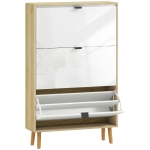 HOMCOM Scarpiera Slim Moderna con 3 Cassetti Ribaltabili per 24 Paia di Scarpe, 80x24x127 cm, Bianco