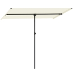 Outsunny Sonnenschirm 180 Grad drehbar Höhenverstellbar Gartenschirm mit Aluminium-Mast 150x205cm Beige
