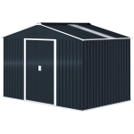 Outsunny Abri de jardin 5,4 m² 2,77 x 1,95 x 1,92 m fondation incluse porte coulissante ventilations tôle acier, gris foncé