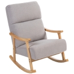 HOMCOM Silla Mecedora de Borreguito con Patas y Reposabrazos de Madera de Caucho Mecedora Carga 120 kg Gris Claro